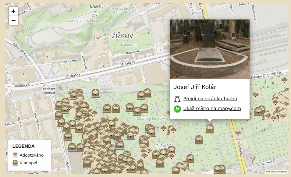 Nechte si hrob přehledně ukázat na mapě